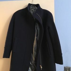 J Crew stadium cloth cocoon coat navy size P00